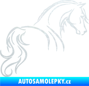 Samolepka Kůň 104 pravá 3D karbon bílý