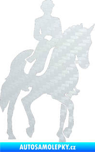 Samolepka Kůň drezura pravá 3D karbon bílý