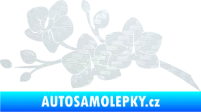 Samolepka Květina dekor 008 levá orchidej 3D karbon bílý