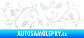 Samolepka Květina dekor 010 pravá růžičky 3D karbon bílý