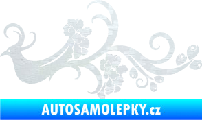 Samolepka Květina dekor 014 levá páv 3D karbon bílý