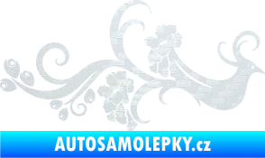 Samolepka Květina dekor 014 pravá páv 3D karbon bílý