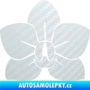 Samolepka Květina dekor 023 orchidej květ 3D karbon bílý