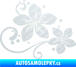 Samolepka Květina dekor 035 pravá 3D karbon bílý