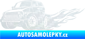 Samolepka Lada auto s plameny levá 3D karbon bílý