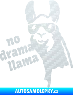 Samolepka Lama 005 no drama llama  3D karbon bílý