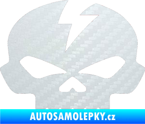 Samolepka Lebka 001 levá 3D karbon bílý