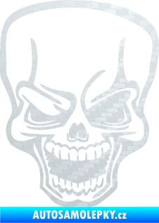 Samolepka Lebka 034 levá 3D karbon bílý