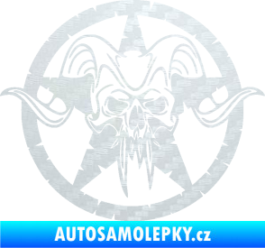 Samolepka Lebka 039 pravá army hvězda 3D karbon bílý