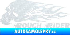 Samolepka Lebka 051 levá rough rider 3D karbon bílý