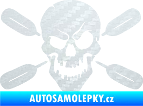 Samolepka Lebka 053 levá s pádly 3D karbon bílý