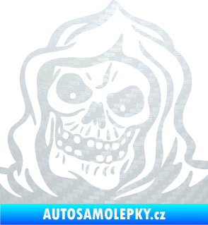 Samolepka Lebka 057 levá v kápi 3D karbon bílý