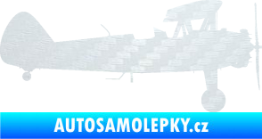 Samolepka Letadlo 020 pravá Boeing Stearman model 75 biplane 3D karbon bílý