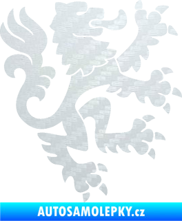 Samolepka Lev heraldika 001 pravá Český lev 3D karbon bílý