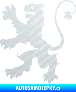 Samolepka Lev heraldika 002 levá 3D karbon bílý