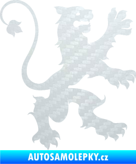 Samolepka Lev heraldika 002 pravá 3D karbon bílý