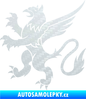 Samolepka Lev heraldika 003 levá 3D karbon bílý