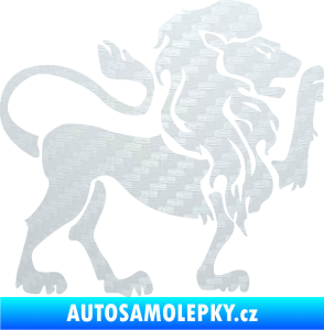 Samolepka Lev zvěrokruh 005 pravá 3D karbon bílý