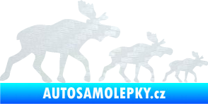 Samolepka Losí rodinka pravá 3D karbon bílý