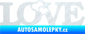 Samolepka Love 001 nápis se srdíčky 3D karbon bílý