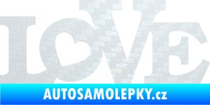 Samolepka Love 002 nápis se srdíčkem 3D karbon bílý