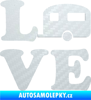 Samolepka Love camping 001 3D karbon bílý