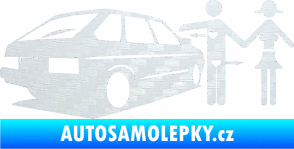 Samolepka Love car love girl levá 3D karbon bílý