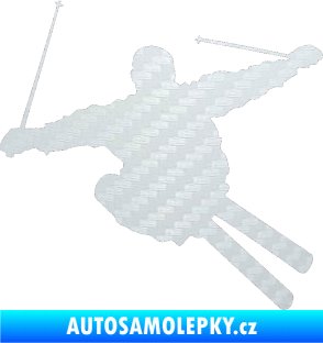 Samolepka Lyžař 001 pravá 3D karbon bílý