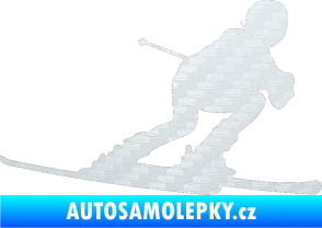 Samolepka Lyžař 002 pravá 3D karbon bílý