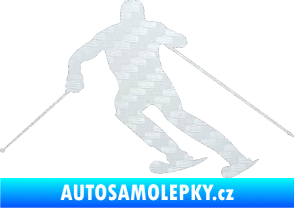 Samolepka Lyžař 003 levá 3D karbon bílý
