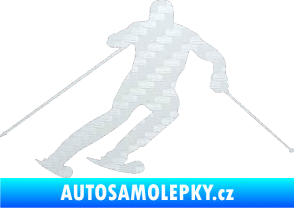 Samolepka Lyžař 003 pravá 3D karbon bílý