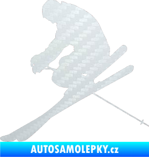 Samolepka Lyžař 005 levá 3D karbon bílý