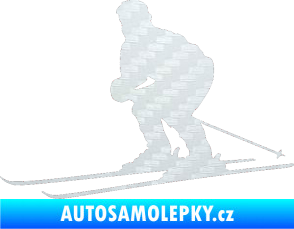 Samolepka Lyžař 009 levá 3D karbon bílý