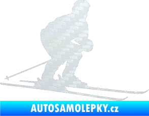 Samolepka Lyžař 009 pravá 3D karbon bílý