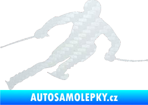 Samolepka Lyžař 012 pravá 3D karbon bílý