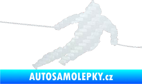 Samolepka Lyžař 015 pravá 3D karbon bílý