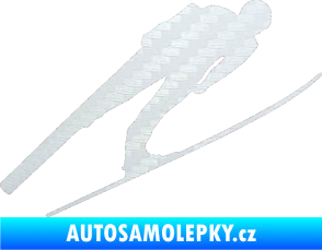 Samolepka Lyžař 016 pravá 3D karbon bílý