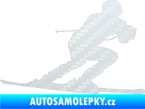 Samolepka Lyžař 017 pravá 3D karbon bílý