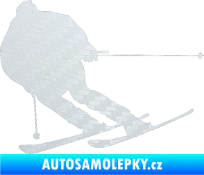 Samolepka Lyžař 019 levá 3D karbon bílý