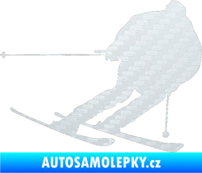 Samolepka Lyžař 019 pravá 3D karbon bílý