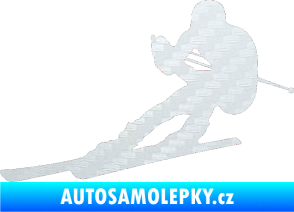 Samolepka Lyžař 022 levá 3D karbon bílý