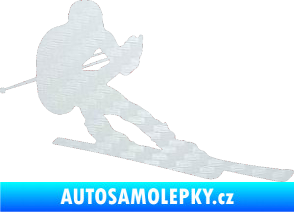 Samolepka Lyžař 022 pravá 3D karbon bílý
