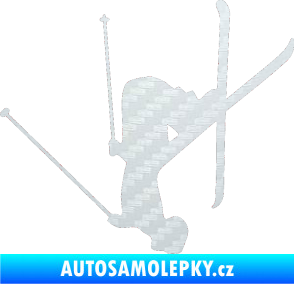 Samolepka Lyžař 023 levá 3D karbon bílý