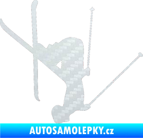 Samolepka Lyžař 023 pravá 3D karbon bílý