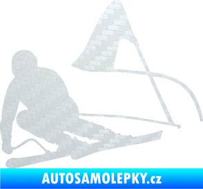 Samolepka Lyžař 025 levá 3D karbon bílý