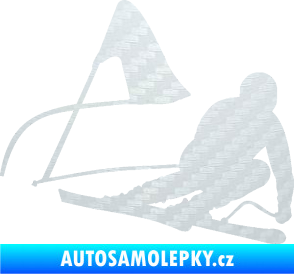 Samolepka Lyžař 025 pravá 3D karbon bílý