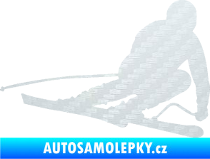 Samolepka Lyžař 026 pravá 3D karbon bílý