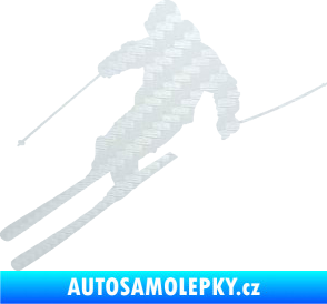Samolepka Lyžař 027 levá 3D karbon bílý