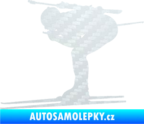 Samolepka Lyžař 028 levá - biatlon 3D karbon bílý