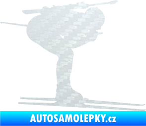 Samolepka Lyžař 028 pravá - biatlon 3D karbon bílý